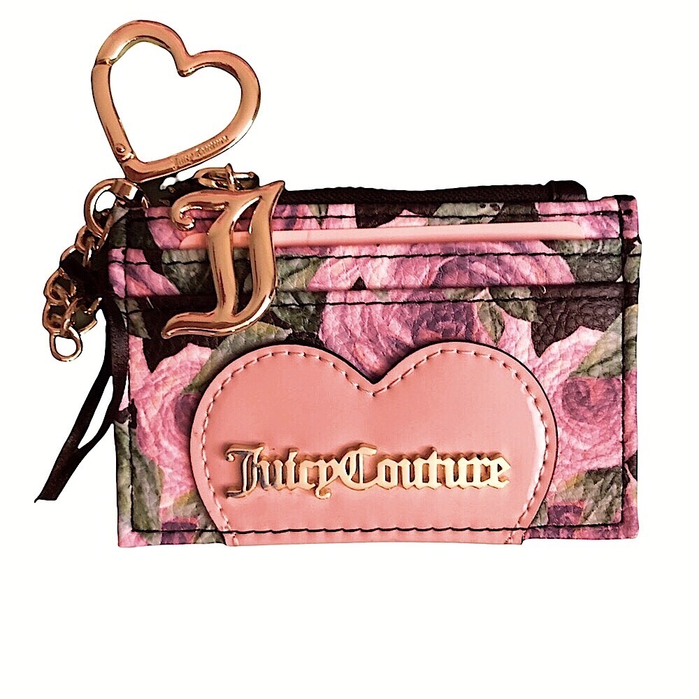 JUICY COUTURE | Moody Garden Black Floral Card Holder Gold Gothic Logo/Keychain - Picture 4 of 10